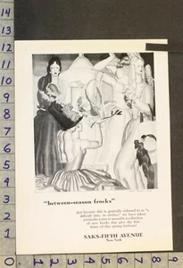 1929 FASHION WOMEN NAUTICAL SEXY BEAUTY FISH SAKS FIFTH DUPAS ART DECO AD WW83 - Picture 1 of 1
