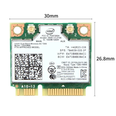 Intel 7260HMW Mini PCI-E WiFi Bluetooth Karte Wireless-AC Dual Band Wireless Card - Bild 1 von 4