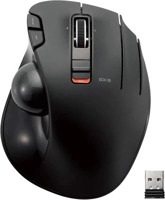 ELECOM USB Trackball Mouse Wireless 5 Button M-XT2DRBK Black Track Ball - NEW JP - Image 1 of 4