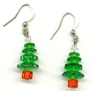 Christmas Tree Earrings made with SWAROVSKI Crystals Holiday Jewelry