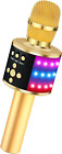 Bluetooth Wireless Karaoke Microphone with LED Lights,4-In-1 Portable Handheld M