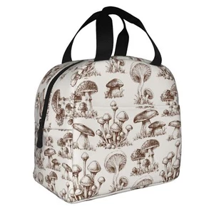 Vintage Mushroom Insulated Lunch Bag Waterproof Cooler Tote for Travel - Picture 1 of 9
