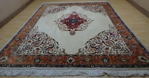 Large Persain Carpet Rug Hand Made Wool Vintage Living Room 9ft 10" x 8ft 1" - Picture 1 of 18