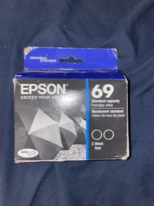 New Genuine Epson 69 Black 2PK Ink Cartridge Stylus N-Series 1/2018 - Afbeelding 1 van 3