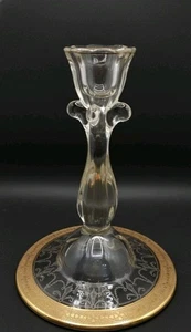 Vintage Cambridge P500 makellos gold verkrustet geätzt Kerzenständer 7" einzeln - Bild 1 von 11