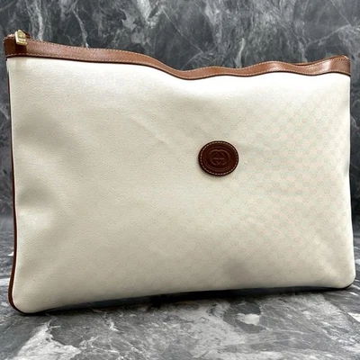 Bolso sin asas Gucci vintage blanco micro GG PVC cuero estuche de documentos cartera  Foto 1 de 4