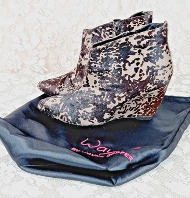Botines Wayne Cooper Estampado Animal Tacón de Cuña Cuero Piel Mujer Talla 38.5 Foto 1 de 4