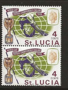 ST LUCIA 1966 WORLD CUP FOOTBALL 4c WITH FLAW ON C OF ST LUCIA - Picture 1 of 1