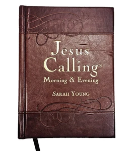 Jesus Calling Morning and Evening by Sarah Young Brown Leathersoft Hardcover - Picture 1 of 12