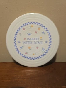 Vintage Auntie Em Baked With Love Cake Plate 8.5" HMK Floral 1987 Made in USA - Picture 1 of 7