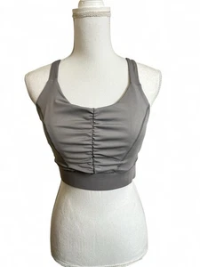 NUEVO Sujetador deportivo Zuda para mujer M Z-Move centro fruncido espalda cruzada gris ceniza QVC - Imagen 1 de 4
