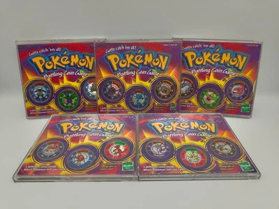 Vintage Hasbro Pokemon Battling Coin Game 1999 set of 5 - FREEPOST - Image 1 of 4