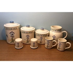 Crock Shop Santa Ana CA Juego de Cocina Botes Jarra S&P Tazas Patrón Pajarera - Imagen 1 de 14