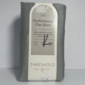 Sábana plana Threshold tamaño king gris hecha de algodón - Imagen 1 de 5