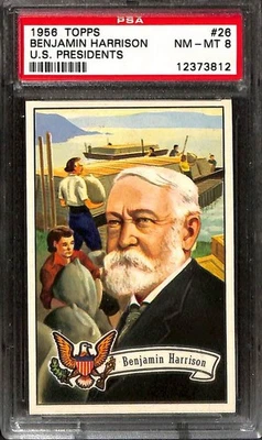 1956 Topps Presidents #26 Benjamin Harrison PSA 8 NM-MT 12373812  - Image 1 of 3