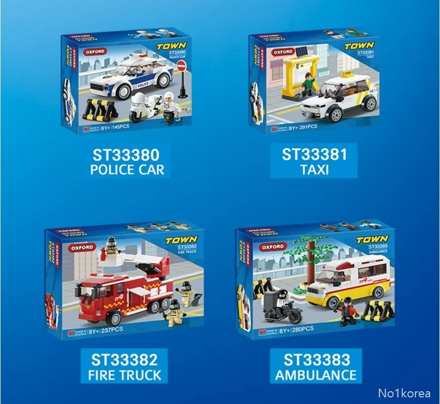 Oxford Town Korean Police Car Ambulance Fire Truck Taxi Brick Block St3338 4type - Image 1 of 1