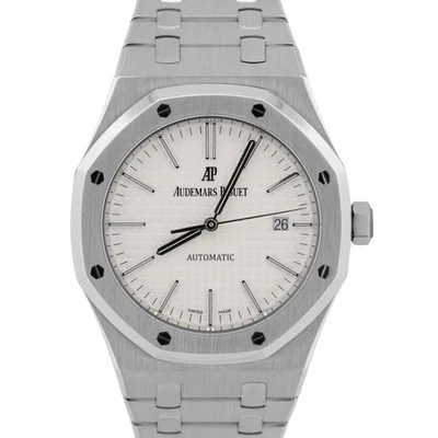 PAPERS Audemars Piguet Royal Oak WHITE Stainless 41mm 15400ST.OO.1220ST.02 BOX - Image 1 of 4