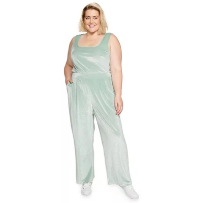 Conjunto de pantalones body de terciopelo verde talla grande Sonoma Goods For Life Denise Bidot 1X Foto 1 de 4