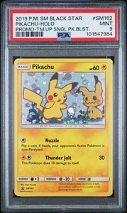 2019 Pikachu Team Up Black Star Promo Sm162 Sun And Moon Psa 9 Mint - Picture 1 of 2
