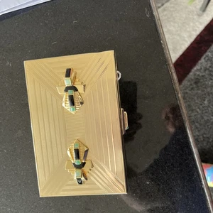 JUDITH LEIBER SWAROVSKI Rare ART DECO MINAUDIERE CLUTCH BOX.  With Comb And Coin - Picture 1 of 11