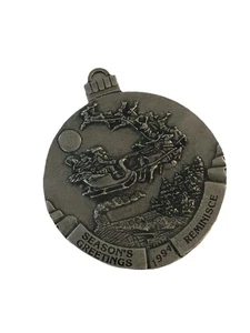 Vintage Reminisce 1991 Pewter Christmas Ornament Seasons Greetings Estate - Picture 1 of 3