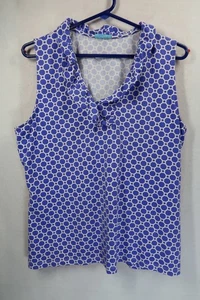 J. McLaughlin Womens Sleeveless Durham Ruffle Neckline Top Colorful Sz XL - Picture 1 of 8