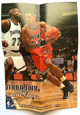 Mini póster 1997-98 NBA Hoops Great Shots Alonzo Mourning #14 Miami Heat Salón de la fama Foto 1 de 4