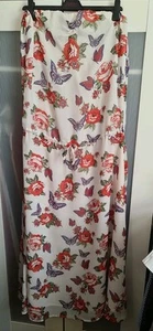 Next Ladies "Geri" Chiffon Strapless Bandeau Cream Floral Dress Size 16 - Picture 1 of 4