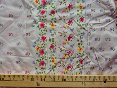 MULTI FLORAL  SINGLE BORDER PRINT KAUFMAN  COTTON BLEND  FABRIC   68X44 INCHES - Image 1 of 2