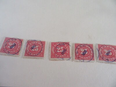 Five #R236 25c Revenue Stamps Used Circle Cancels-Partial Gum-Prior Hinge - Image 1 of 2