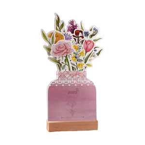 Monthly Schedule Tracker Floral Desk Calendar 2025 Bloomy Flower with Wooden - Bild 1 von 10