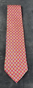 Vintage Bravini 100% Silk Necktie Red Print Pattern - Picture 1 of 5