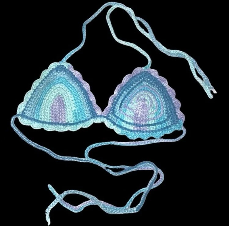 Nuevo Sujetador de bikini de ganchillo hecho a mano talla pequeña (una taza) - Sirena mágica Foto 1 de 1