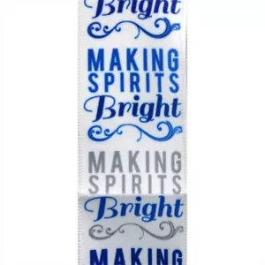 Making Spirits Bright Satin Wired Ribbon 25 Yards NEW blue silver christmas bow - Picture 1 of 3