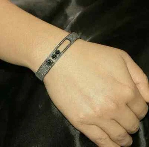 Pave Diamond & Spinel Gemstone Bracelet 925 Sterling Silver Move Bangle Bracelet - Picture 1 of 7