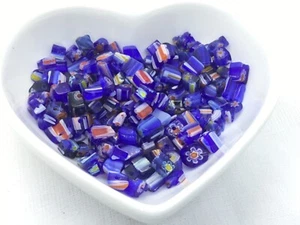 25g blue glass lampwork millefiori bead chips , chips approximately 5mm - 10mm - Picture 1 of 2