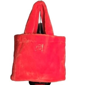 NEW Red Carolina Herrera Good Girl Logo Faux Fur Fleece Fluffy Tote Shoulder Bag - Picture 1 of 10