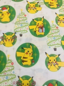 Pokémon Christmas Cotton Fabric Pikachu Christmas BTHY 18”x44” - Picture 1 of 2
