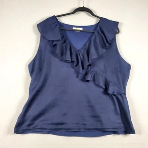 Top senza maniche Boden con dettagli volant blu taglia 18 prezzo al pubblico consigliato $129 - Foto 1 di 10