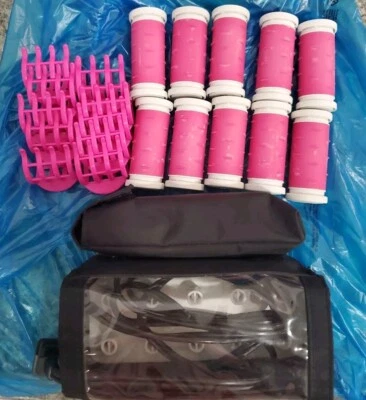 REMINGTON Express Travel Case 10 Fast Heat Soft Grip Rollers + Clips Hot Curlers - Image 1 of 4