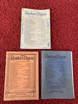 Lots of 3 Vintage Periodicals: Reader's Digest, Aug 1931, Feb 1936, June 1943 - Image 1 of 2