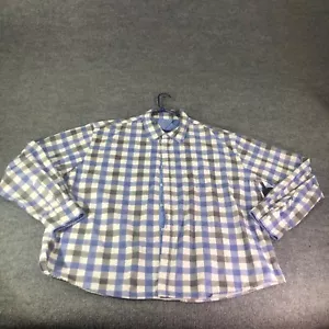 Beverly Hills Polo Club Mens Long Sleeve Button Down Shirt Blue Plaid Size 4X - Picture 1 of 8