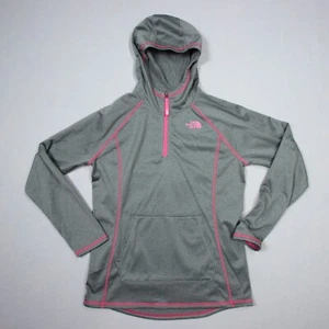 The North Face Hoodie Girls XL 18 Gray Pink 1/4 Zip Pullover Hooded Sweatshirt - Picture 1 of 8
