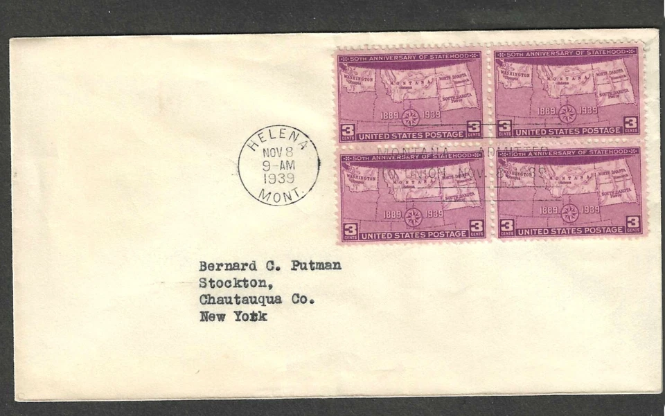 #858 3c STATEHOOD ISSUE FDC HELENA,MT NOV 8-1939 - Image 1 of 1