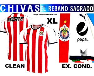 Puma Chivas Tecate, Pepsi, Liga MX 2017-18 rot weiß Heim Fußball Trikot Herren XL - Bild 1 von 12