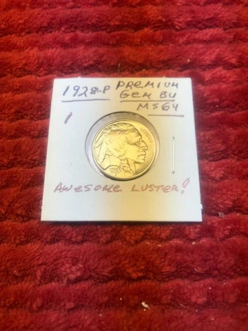1928-P Buffalo Nickel,Beautiful LUSTROUS (PREMIUM GEM BRILLIANT UNCIRCULATED,#1 Cover