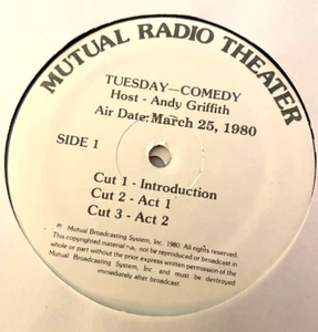 3/25/80 MUTUAL RADIO THEATER HOST ANDY GRIFFITH 'FONTAINE HARRIS HOLLYWOOD PRODU - Picture 1 of 5