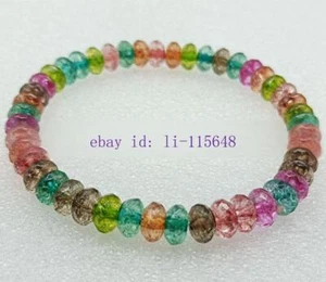 Brazalete elástico multicolor 5x8mm turmalina facetada Rondelle cuentas ábaco 7,5" - Imagen 1 de 1