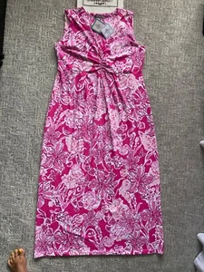 NUEVO CON ETIQUETAS BARBARA GERWIT ROSA BLANCO VESTIDO DE VERANO XL - Imagen 1 de 7