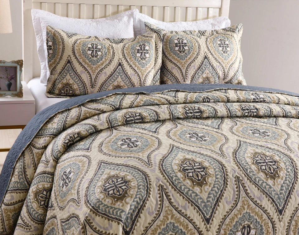 3Pc Quilt Bedspread Sets Bedding Coverlet Bedroom Floral Queen King Size, Joniy - Image 1 of 4